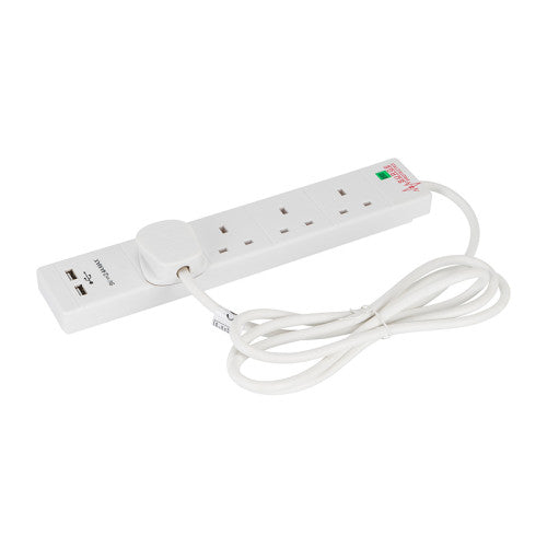 4Gang 2M Extension Lead 2 USB DB