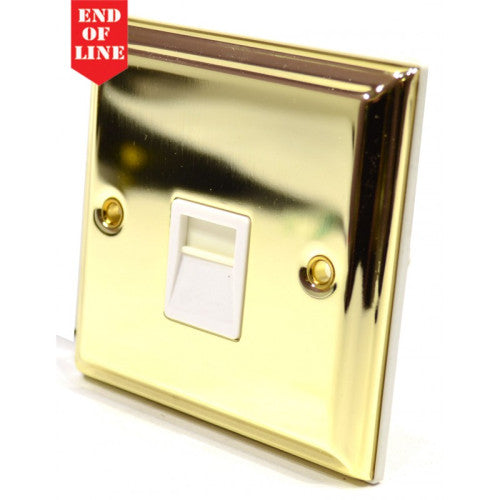 Victorian Brass Master Telephone Socket, White Switch