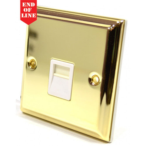 Victorian Brass Secondary Telephone Socket, White Switch