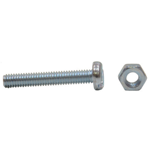 M4 x 25mm Machine Screws & Nuts - Zinc Plated - (100)