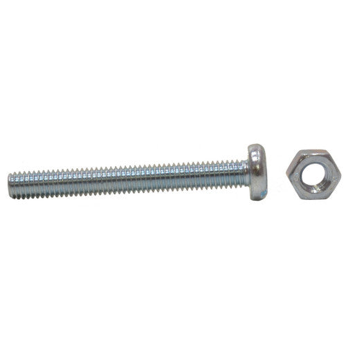 M6 x 75mm Machine Screws & Nuts - Zinc Plated - (100)