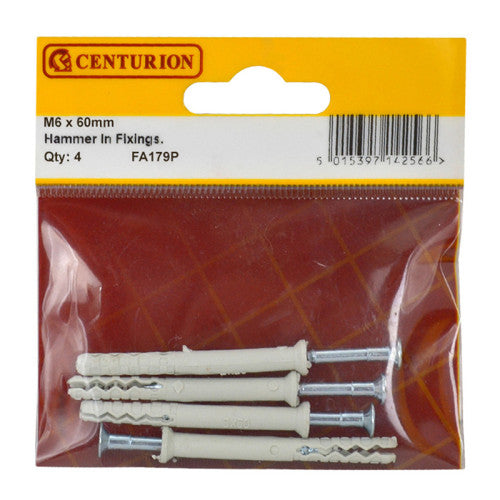 M6 x 60mm Hammer In Frame Fixings  (Pack of 4)