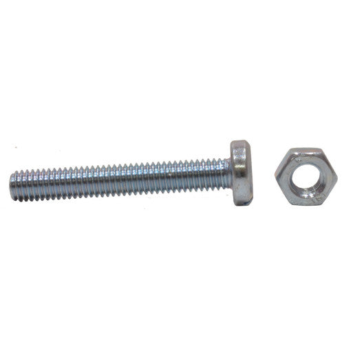 M6 x 50mm Machine Screws & Nuts - Zinc Plated - (100)