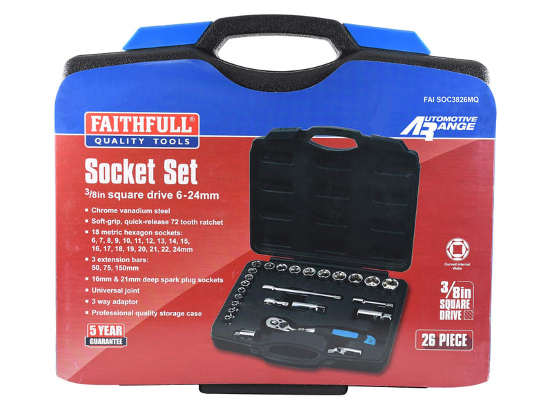 3/8in Drive Socket Set, 26 Piece