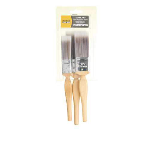 Fit For The Job 3pc Diamond Flat Paint Brush Set