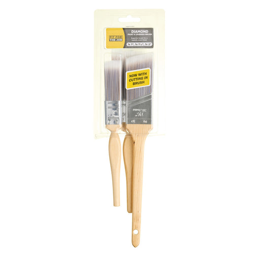 Fit For The Job 3pc Diamond Paint Brush Set inc Cutting In Brush