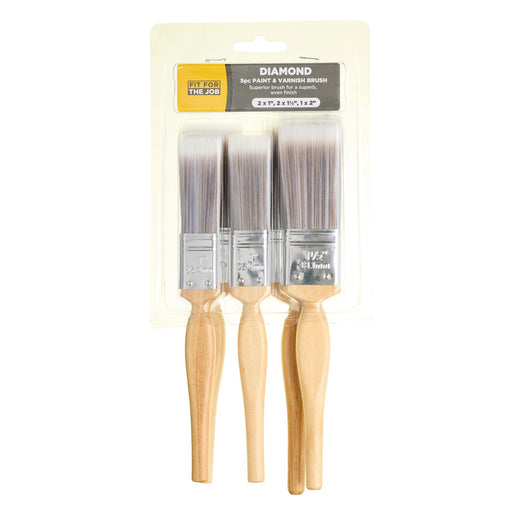 Fit For The Job 5pc Diamond Flat Paint Brush Set