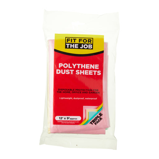Fit For The Job 3pk 12' x 9' Coloured Polythene Dust Sheets