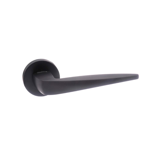 Forme Foglia Lever Door Handle on Minimal Round Rose - Matt Black