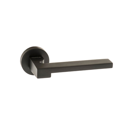 Forme Ginevra Lever Door Handle on Minimal Round Rose - Matt Black