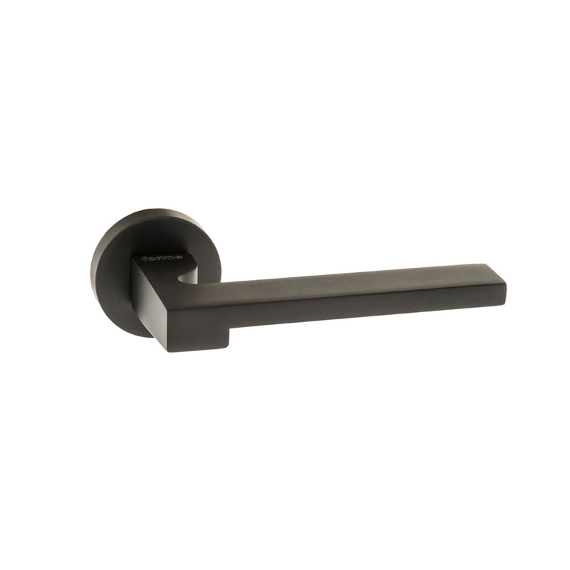 Forme Ginevra Lever Door Handle on Minimal Round Rose - Matt Black