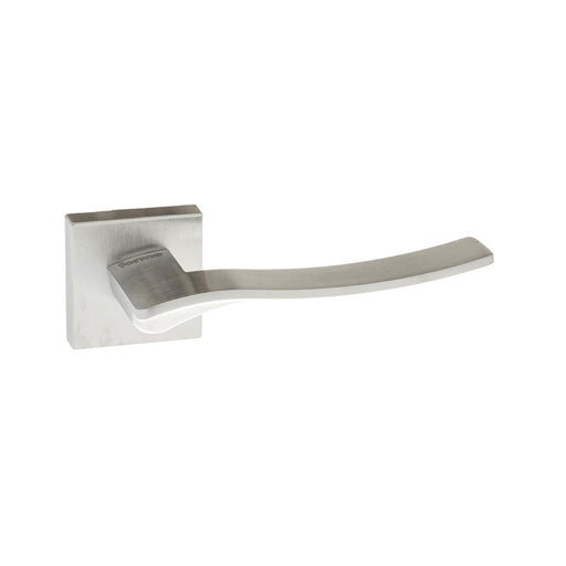 Forme Olimpia Lever Door Handle on Minimal Square Rose - Satin Chrome