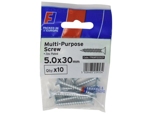 ForgePack Multi-Purpose Screw 10 per pack ZP 5.0x30mm