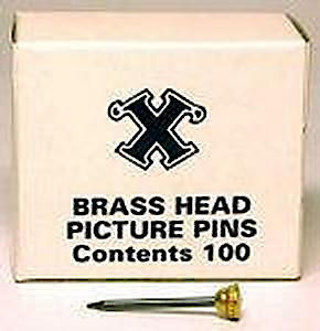 Brass Headed Picture Hook Pins - Pack of 100