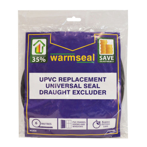 Warmseal uPVC Universal Seal, Black, 6m