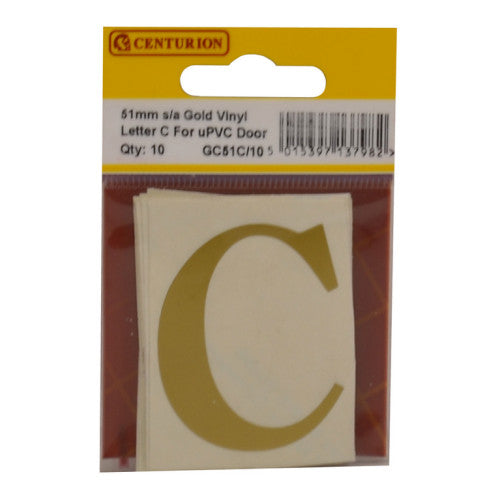 51mm Gold Traditional Oldstyle Font Vinyl Letter C (Pack of 10)