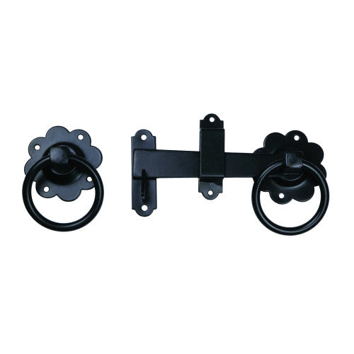 Plain Ring Gate Latch, Epoxy Black, 150mm
