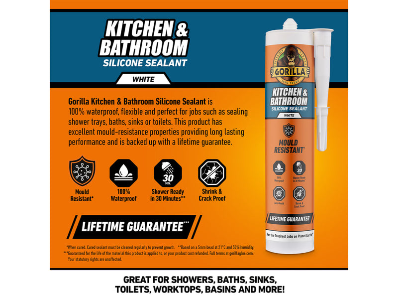 Gorilla Kitchen & Bathroom Sealant White 295ml