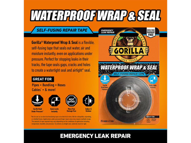 Gorilla Waterproof Wrap & Seal Tape 25.4mm x 2.4m