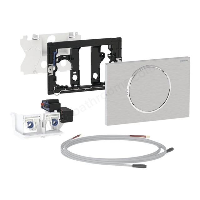 Geberit Sigma10 Mains Powered Single Flush Plate for Pull-Down Rail - Stainless Steel - Dimensions