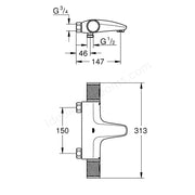 Grohe Grohtherm 1000 Performance Thermostatic Bath Shower Mixer - Chrome - Main Image