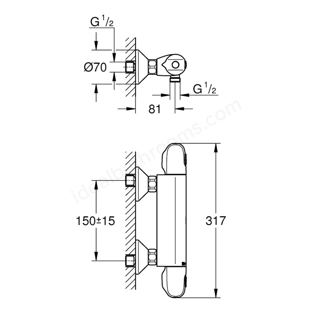 Grohe Grohtherm 1000 Thermostatic Shower Mixer - Chrome - Main Image