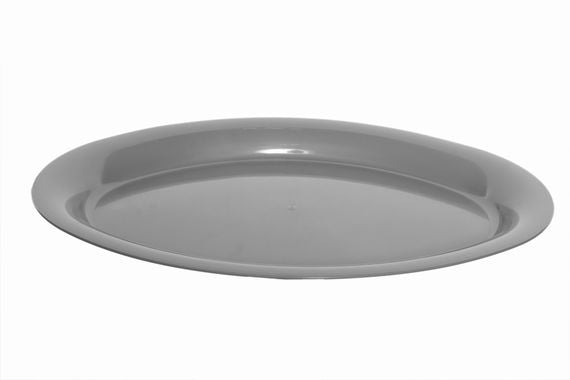 42cm Grey Oval Platter Silver
