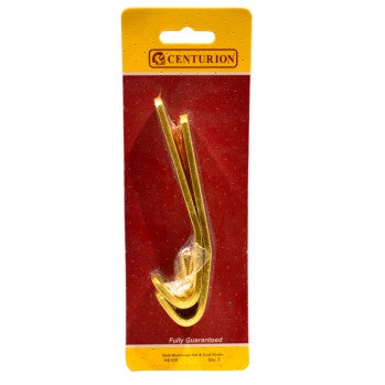 125mm GAA Flat Pattern Hat & Coat Hook - Gold Anodised Aluminium - Pack of 2