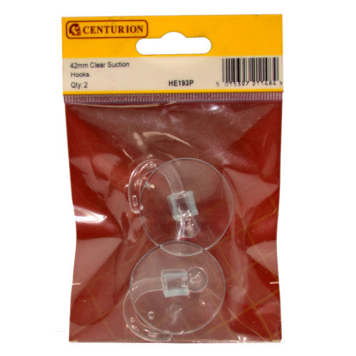 40mm Clear Plastic Suction Hook (Pack of 2)