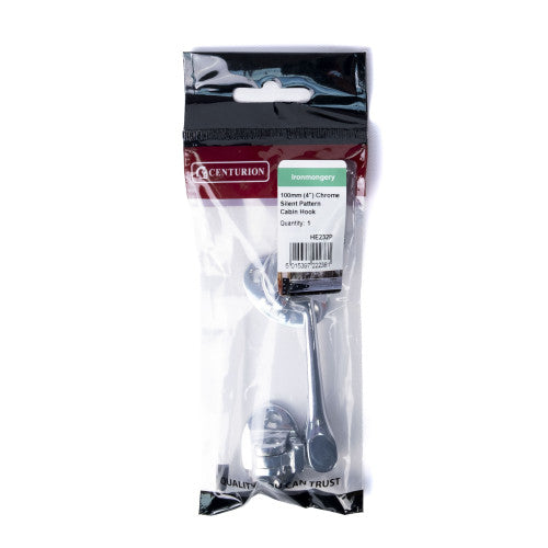 Silent Pattern Brass Cabin Hooks, Polished Chrome, 100mm