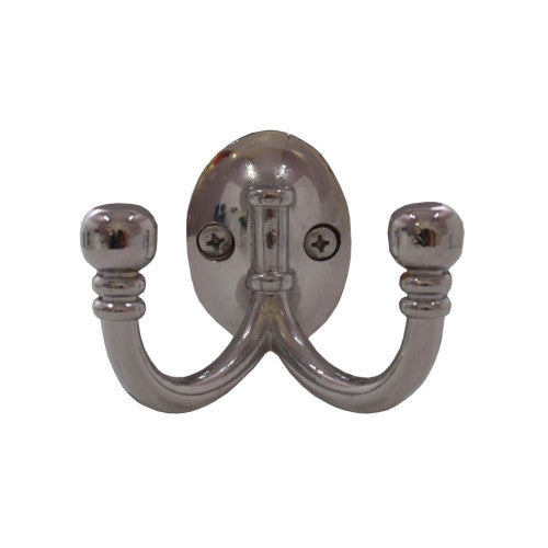 Premium Ball End Double Robe Hook - Chrome Plated