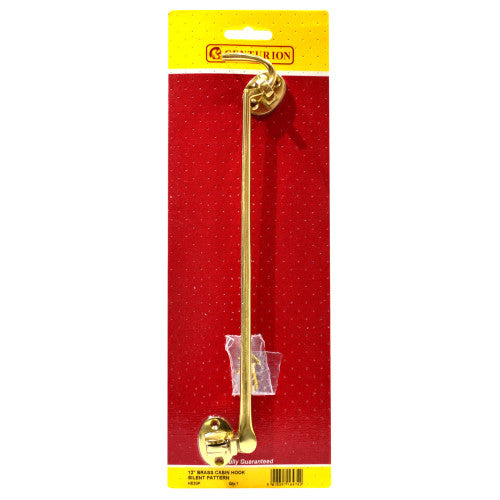 Silent Pattern Brass Cabin Hooks, Polished Brass, 300mm