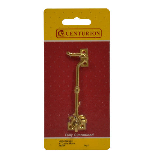 Solid Brass Cabin Hooks, Polished Brass, 100mm