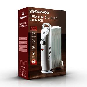 Daewoo 650W Mini Oil Filled Radiator