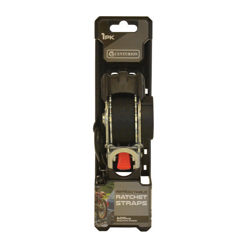 Retractable Ratchet Tie Down - 600kg Breaking Strength - 3m Length - 25mm Width
