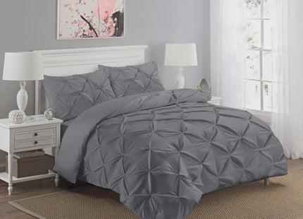 Alexander Pintuck King Duvet Cover Set Grey