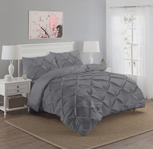 Alexander Pintuck King Duvet Cover Set Grey