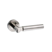 Mediterranean Palermo Lever Door Handle on Round Rose - Satin Nickel/Polished Nickel