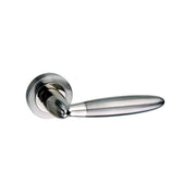 Mediterranean Gibraltar Lever Door Handle on Round Rose - Satin Nickel/Polished Nickel