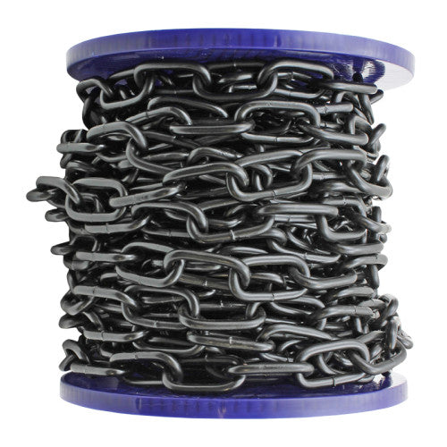 Steel Welded Straight Link Chain, Black, 6mm x 33mm x 15m