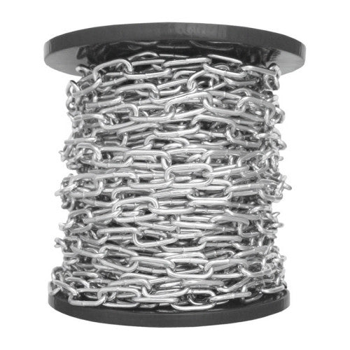 Welded Straight Link Chain, Stainless Steel, 4mm x 20mm x 10m