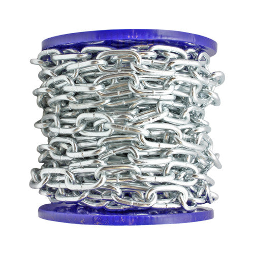 Steel Welded Straight Link Chain, Zinc Plated, 6mm x 42mm x 15m