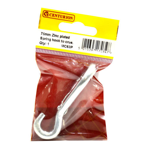 Steel Spring Hook To Crue, Zinc Plated, 7mm x 70mm