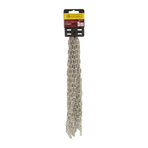 Steel Welded Straight Link Pre Cut Chain, Zinc Plated, 2.5mm x 14mm x 5m