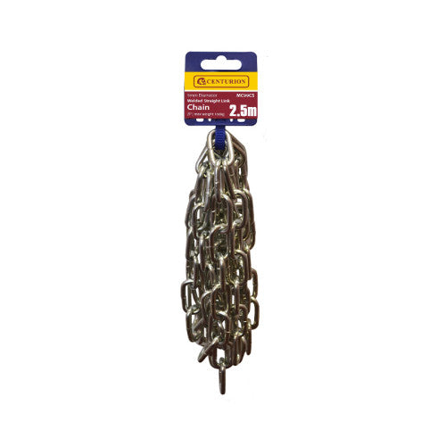 Steel Welded Straight Link Pre Cut Chain, Zinc Plated, 5mm x 28mm x 2.5m