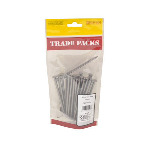 Bright Round Wire Nails - Steel - 100mm - (500g Pack)