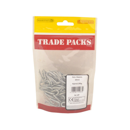 Staples - Galvanised - 25mm - (250g Pack)