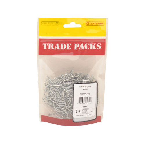 Staples - Galvanised - 15mm - (250g Pack)