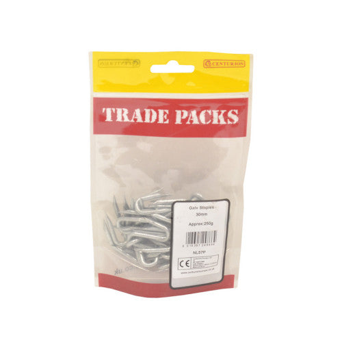 Staples - Galvanised - 30mm - (250g Pack)