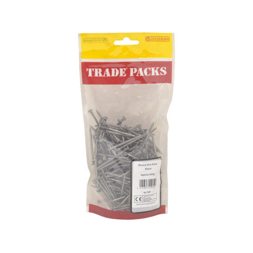 Round Wire Nails - Steel - 50mm - (500g Pack)